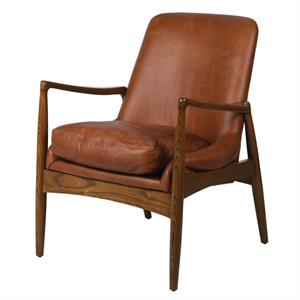 Eclectic Brown Leather Armchair